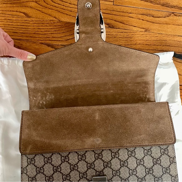 Gucci Dionysus Small Rectangular Bag GG Supreme and Taupe Suede - Picture 9 of 16